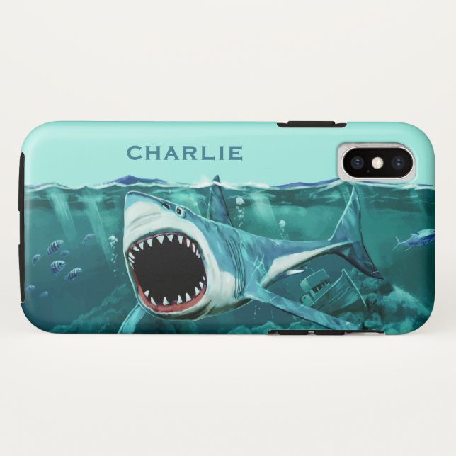 Capas de telefone de nome personalizado do Shark A (Verso (Horizontal))