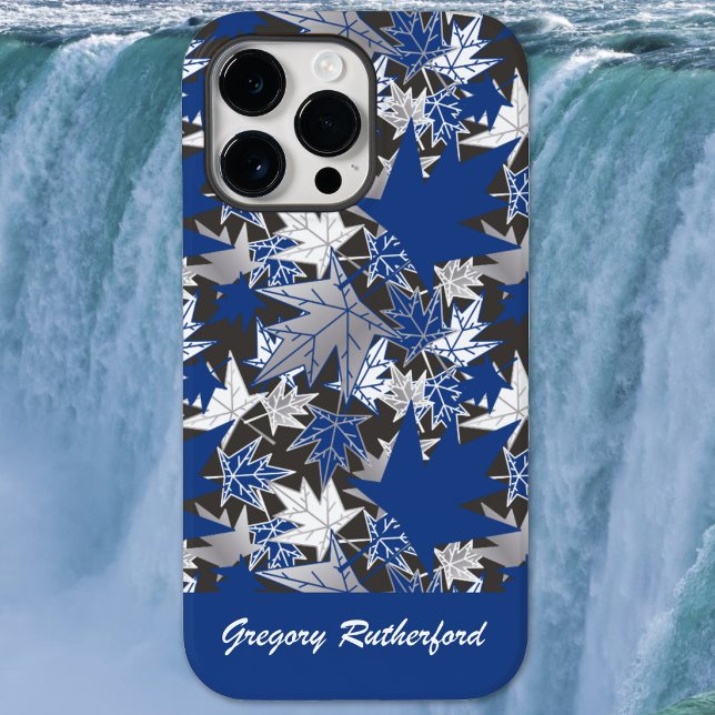 Capas de telefone Folhas de Bordo em Carvão (Maple Leaves - Blue-White-Gray - Phone Case)