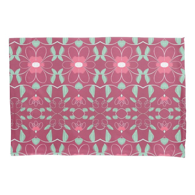 Capas De Travesseiro Flores Com Pinks Rosa (Frente)