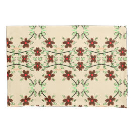 Capas de Travesseiro Flores em Creme e Castanho de