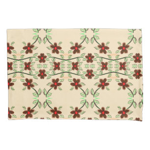 Capas de Travesseiro Flores em Creme e Castanho de