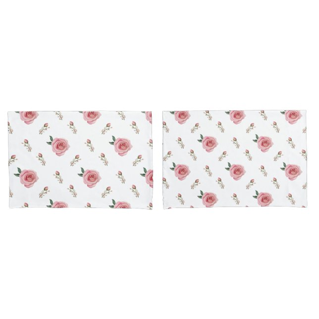 Capas de Travesseiro Rosebud Bloom  Floral Dupla F (Frente - conjunto)