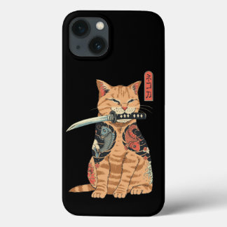 Capas iPhone 13 Samurai Cat Japonês
