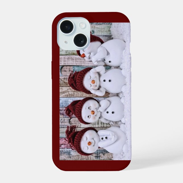 Capas para Apple iPhone 15 com bonecos de neve (Verso)