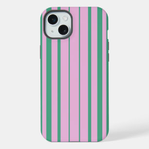 Capas para iPhone 15 Plus com Listras Verdes e Ros