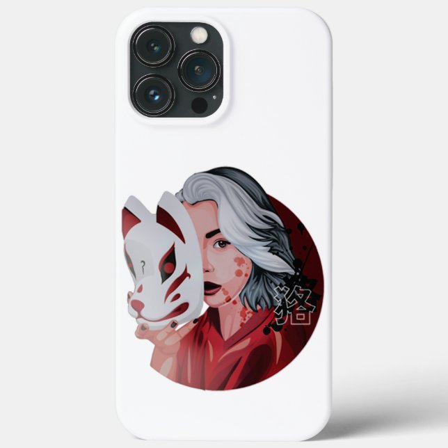 Capas Red Black Mujina Illustration iPhone 13 Pro (Verso)