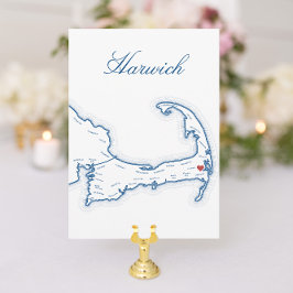 Cape Cod Harwich Mapa Cartão de Nome da Mesa de Ca