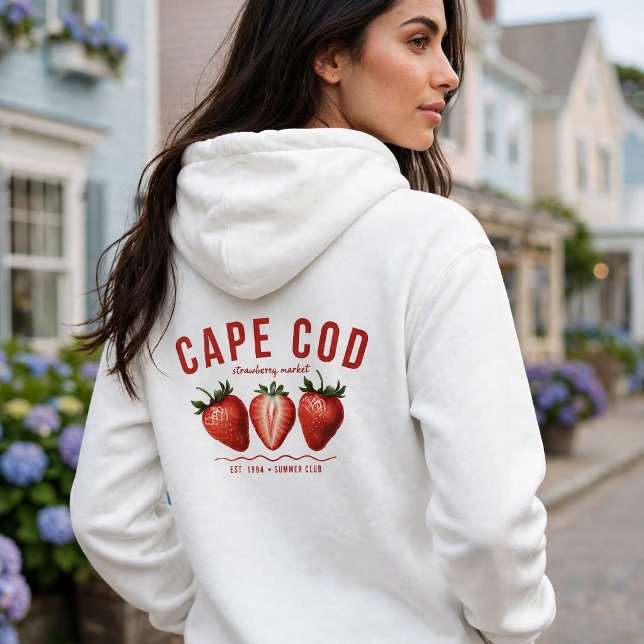 Cape Cod Strawberry Market Moletom - EST 1994 Faze (Cape Cod Strawberry Market Hoodie EST 1994 Back Print)