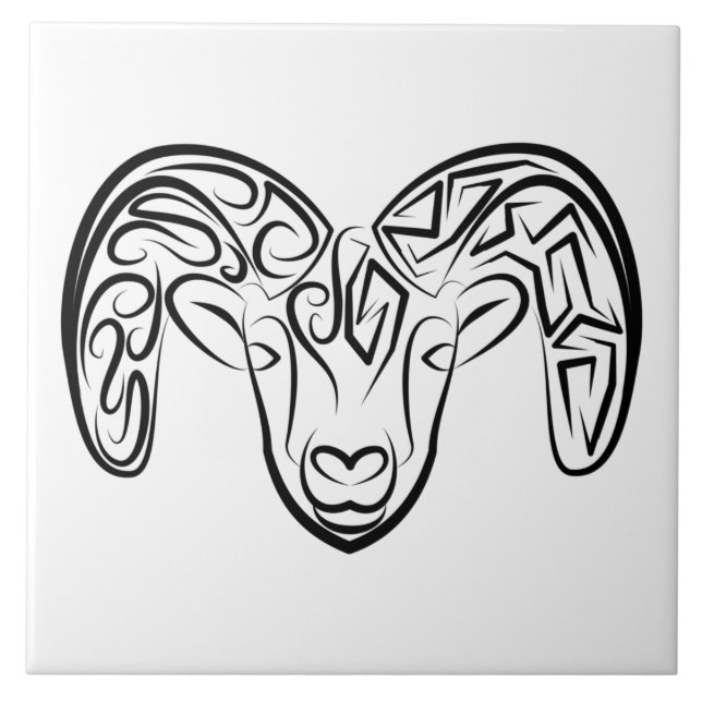 Capim/ovelha, tribal, preto e branco (Frente)