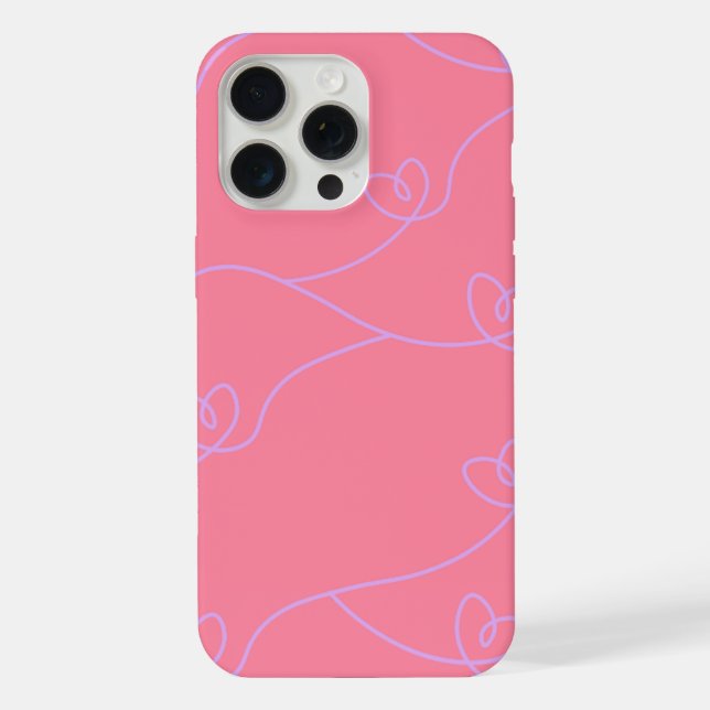 capinha de arte linear de coração rosa para iphone (Verso)