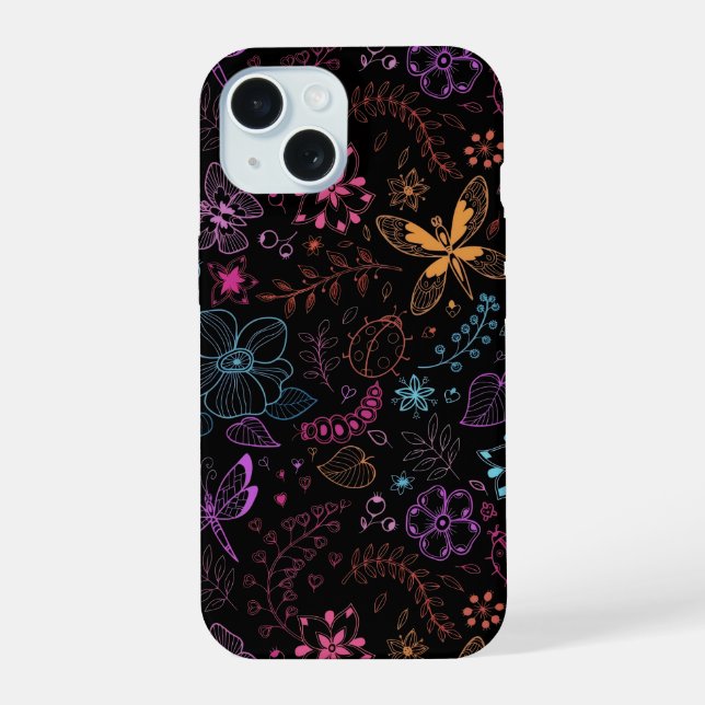 Capinha de Celular Borboleta Floral Neon (Verso)