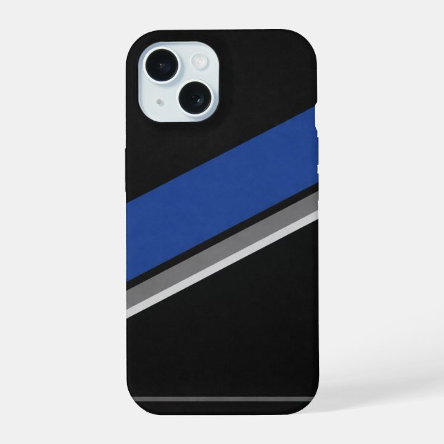 Capinha de Celular com Padrão Abstrato Azul Preto  (Verso)