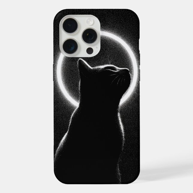 Capinha de Celular Gato Preto Celestial Halo Lunar (Verso)
