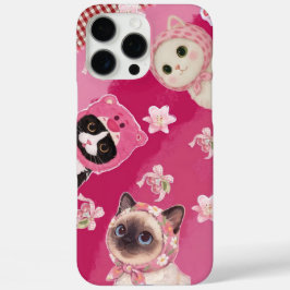 Capinha de Celular Gato Rosa Fofa Kawaii Gatinho E