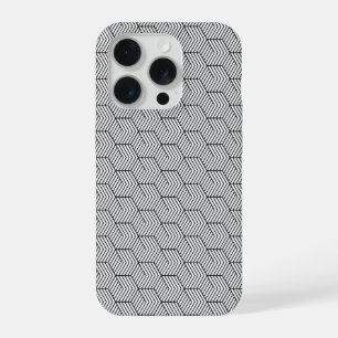 Capinha de Celular Preto Padrão Linha Cubo Geometr