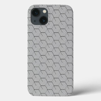 Capinha de Celular Preto Padrão Linha Cubo Geometr