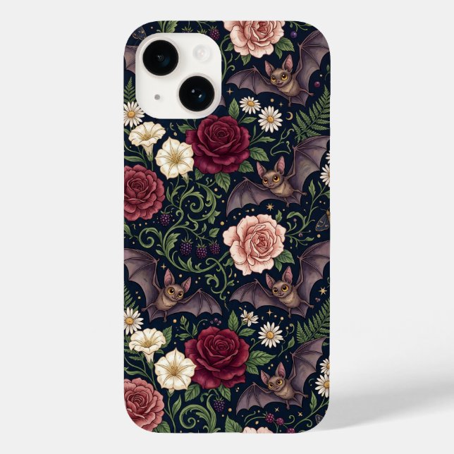 Capinha de iPhone 14 Bats Roses Gothic (Verso)