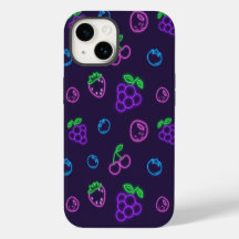 Capinha de iPhone 14 com Padrão de Frutas Neon