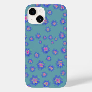 capinha de iphone 14 floral azul