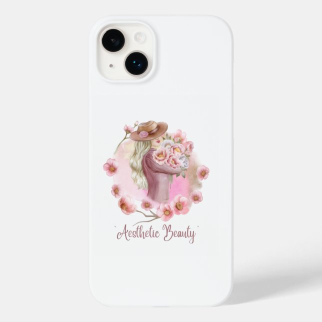 Capinha de iPhone 14 Garota Estética | Moda Preto  (Verso)