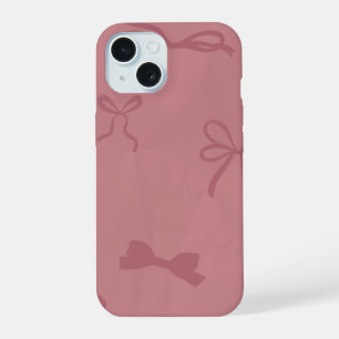 capinha de iphone 15 com padrão de laço rosa fofo