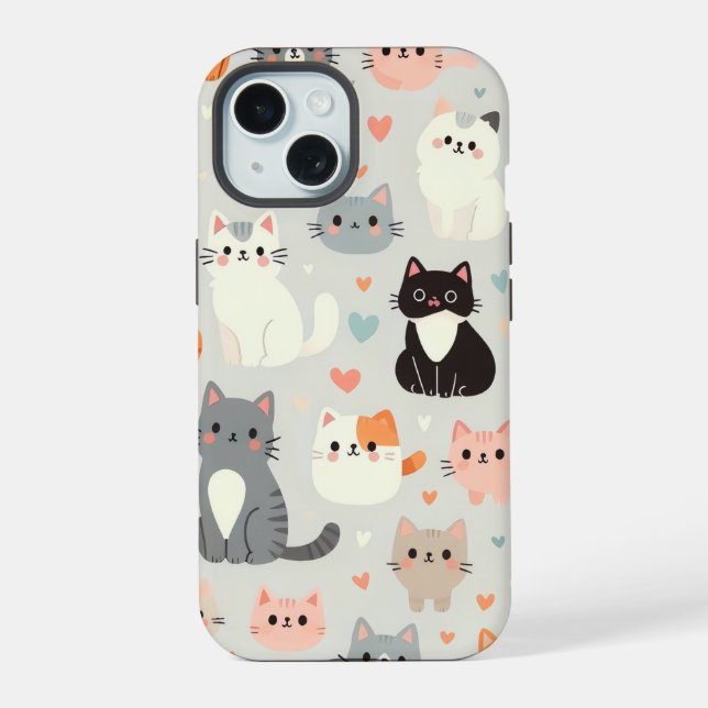 Capinha de iPhone 15 Gato Fofo (Verso)