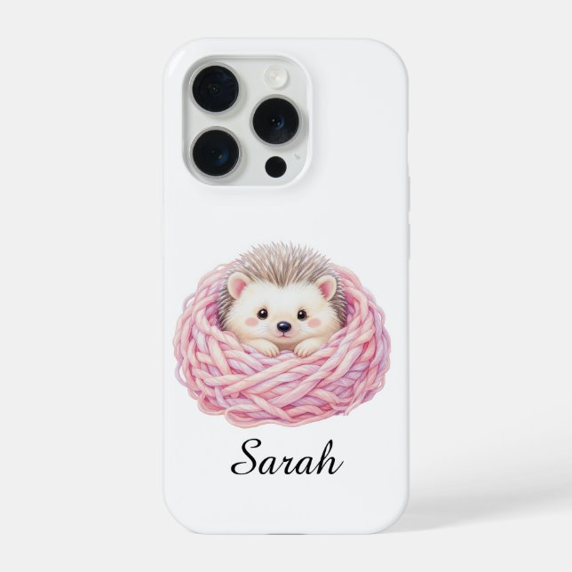 Capinha de iPhone 15 Pro comouriço Tricotado Perso (Verso)