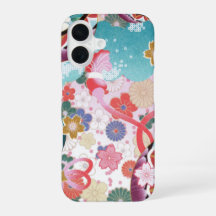 Capinha de iPhone 16 com Padrão Floral Japonês