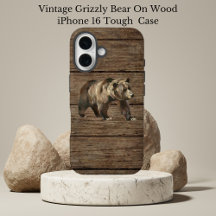 Capinha de iPhone 16 Urso Cinzento Vintage