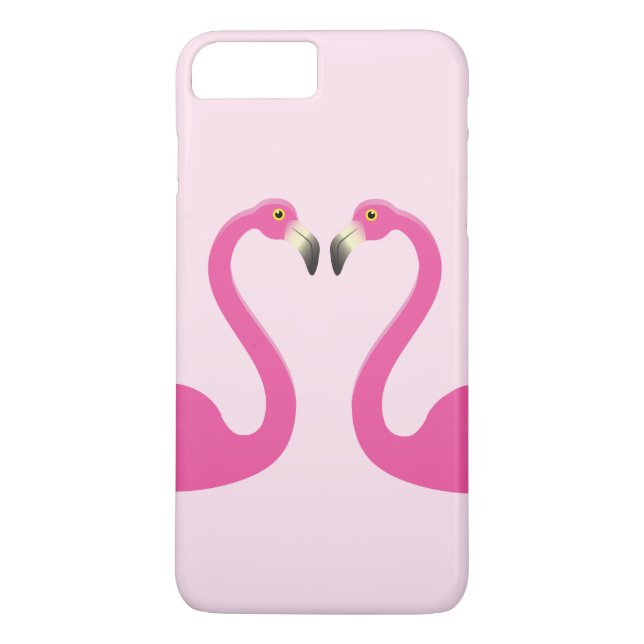 Capinha de iPhone 7 Plus Flamingos se Beijando Ros (Verso)