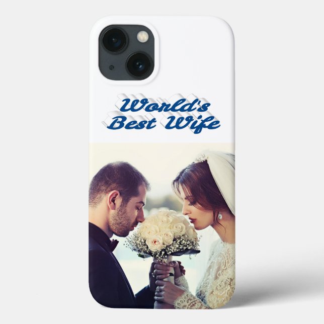 Capinha de iPhone azul mar com foto da esposa (Verso)