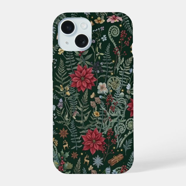 Capinha de iPhone Botânica de Inverno Vintage (Verso)