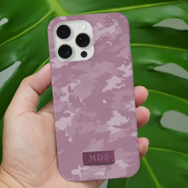 Capinha de iPhone Camuflada Rosa na Moda (Just add your initials)