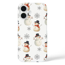 Capinha de iPhone com Boneco de Neve Natalino e Fl