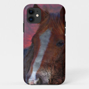 capinha de iphone com cavalo no pôr do sol
