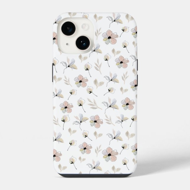 Capinha de iPhone com Design Floral Boho Moderno (Verso)