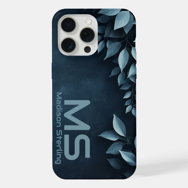 Capinha de iPhone com Monograma de Folhas Botânica (Verso)