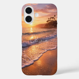 Capinha de iPhone com Monograma de Ondas da Praia