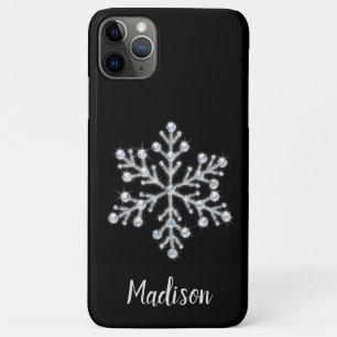 Capinha de iPhone com Monograma Preto Brilhante