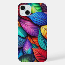 Capinha de iPhone com Padrão de Folhas em Cores Ka