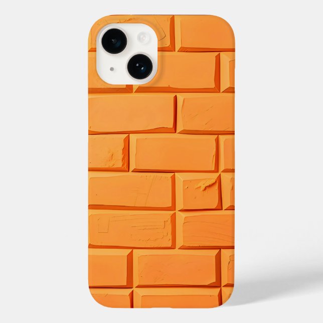 Capinha de iPhone com Padrão de Tijolo Laranja Est (Verso)