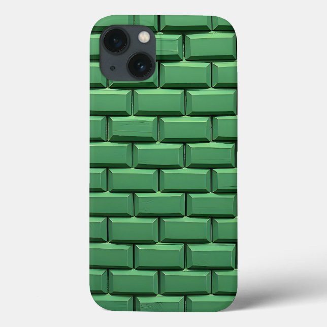 Capinha de iPhone com padrão de tijolo verde Desig (Verso)