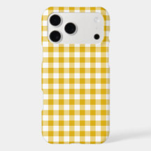 Capinha de iPhone Cor Rétro Xadrez Amarelo Mostard