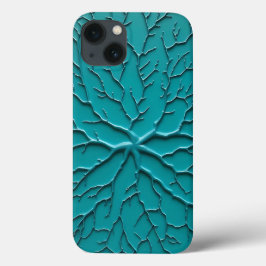 Capinha de iPhone em tom de azul-verde com relevo 