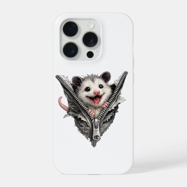 Capinha de iPhone Gambá Engraçado 3D em Bolso com  (Verso)
