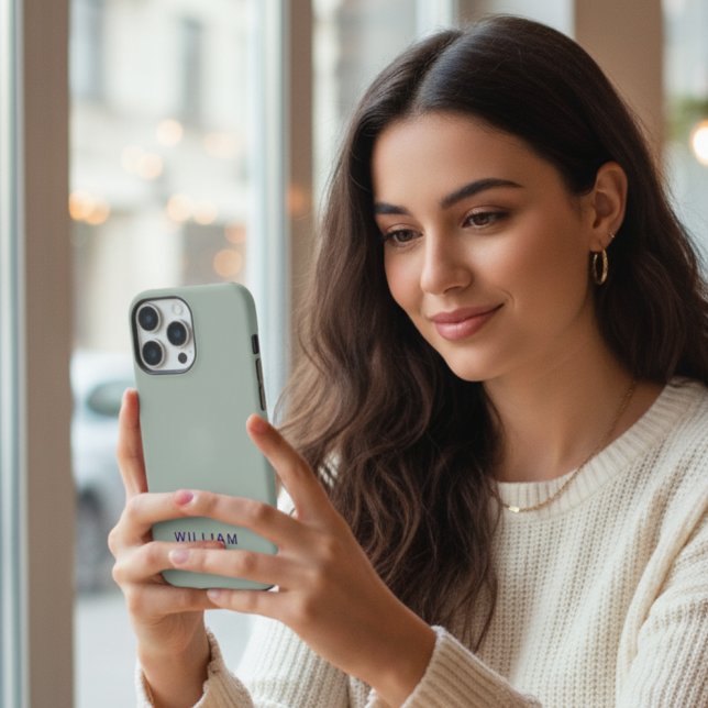 Capinha de iPhone Personalizada Cor Cinza com Pers (Criador carregado)