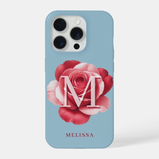Capinha de iPhone Rosa Inicial Personalizada | Flo (Verso)