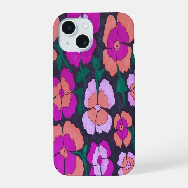 Capinha de iPhone Rosa Laranja e Preta (Verso)