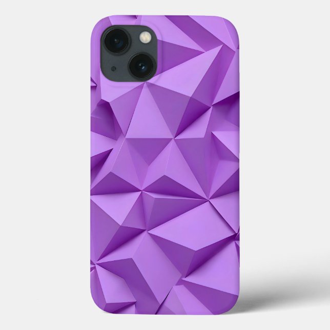 Capinha de iPhone Roxo Lavanda Geométrica e Chic (Verso)