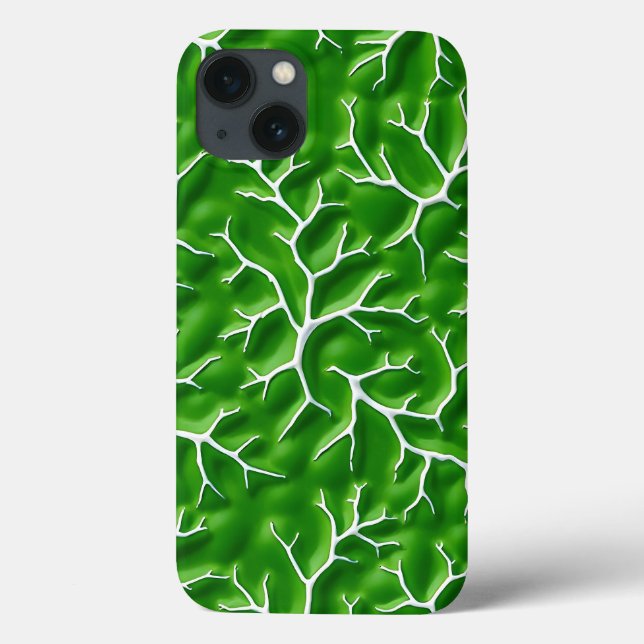 Capinha de iPhone Verde Brilhante com Padrão de Ve (Verso)